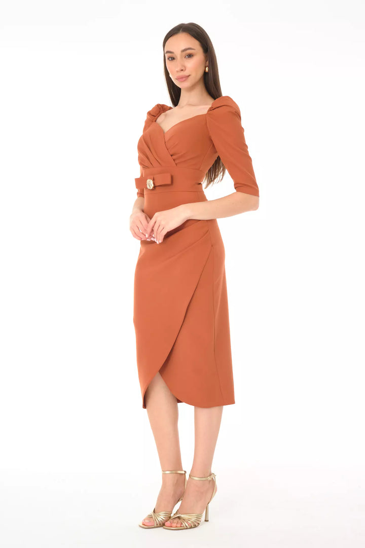 FRV Ginger crepe 3/4 sleeve midi dress - Wenatchee