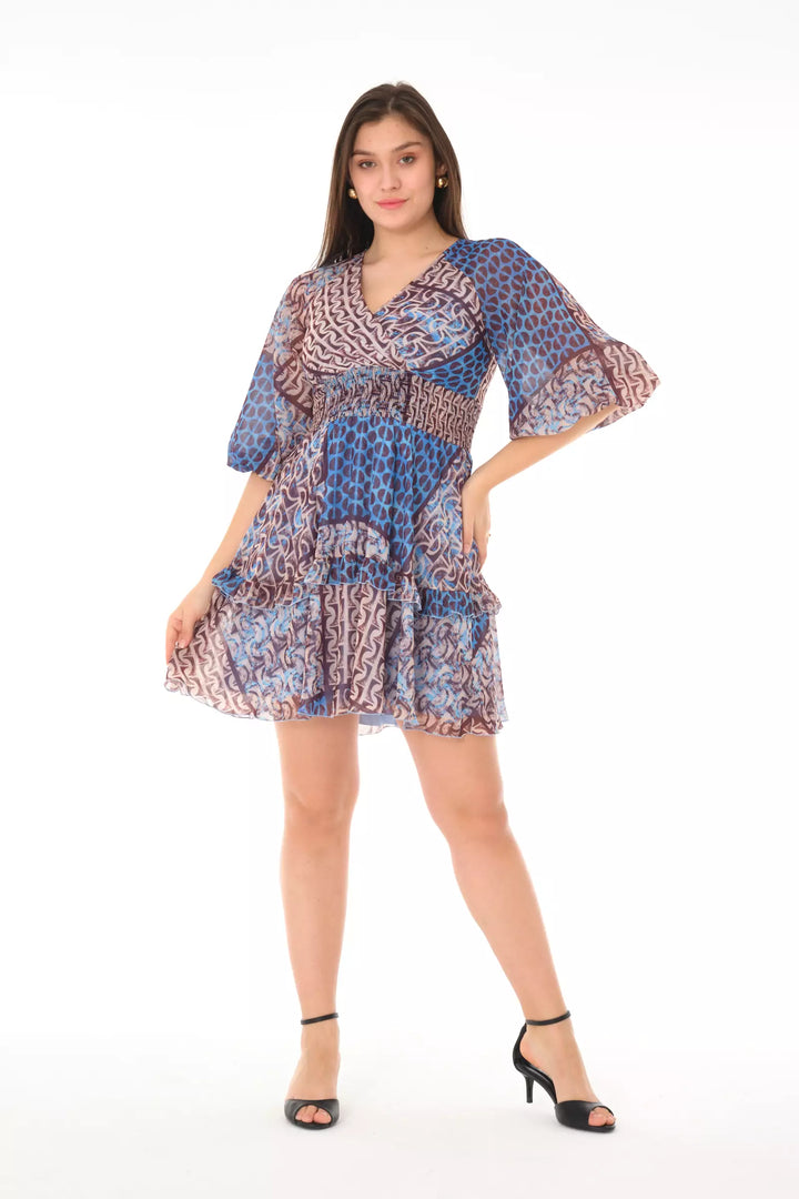 FRV Printed chiffon long sleeve mini dress - Kerpen