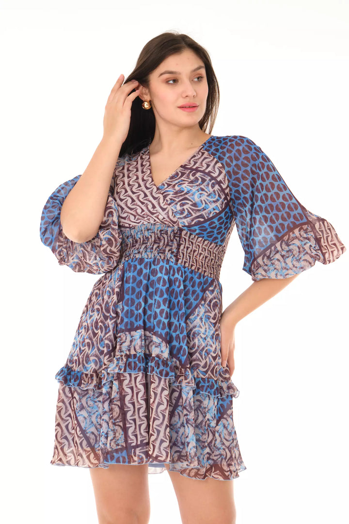 FRV Printed chiffon long sleeve mini dress - Kerpen