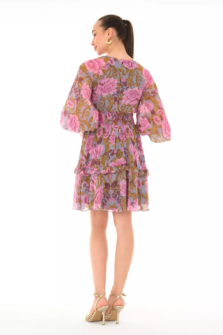 FRV Printed chiffon long sleeve mini dress - Maple Ridge