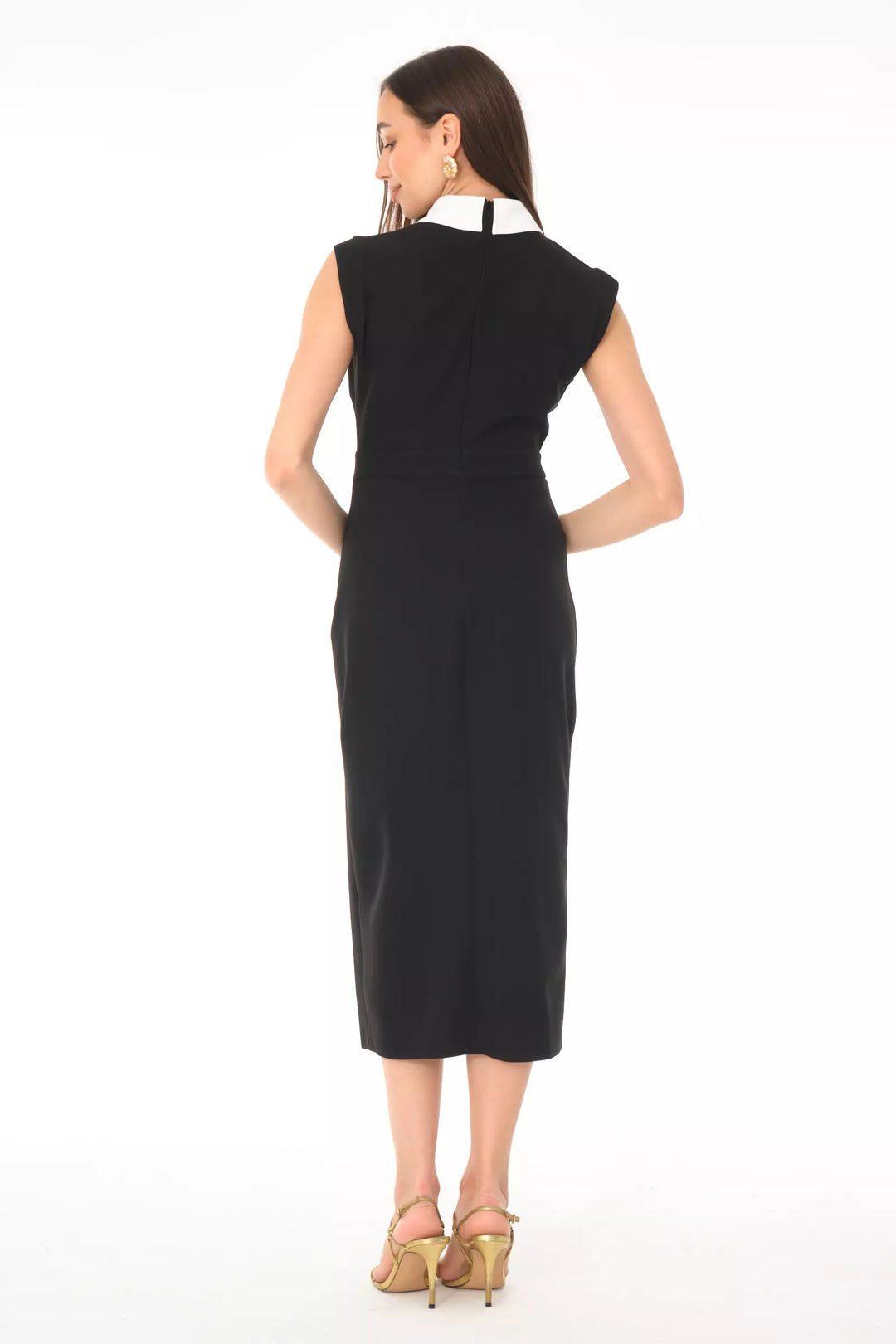 FRV Black crepe sleeveless midi dress - Shrewsbury