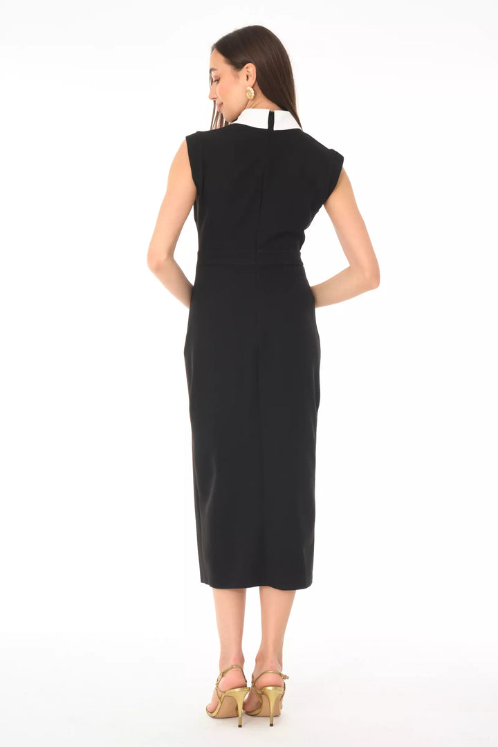 FRV Black crepe sleeveless midi dress - Shrewsbury