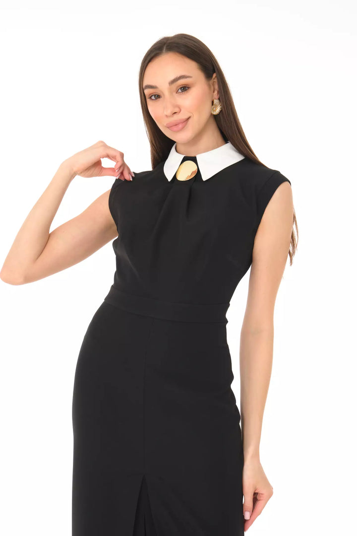FRV Black crepe sleeveless midi dress - Shrewsbury