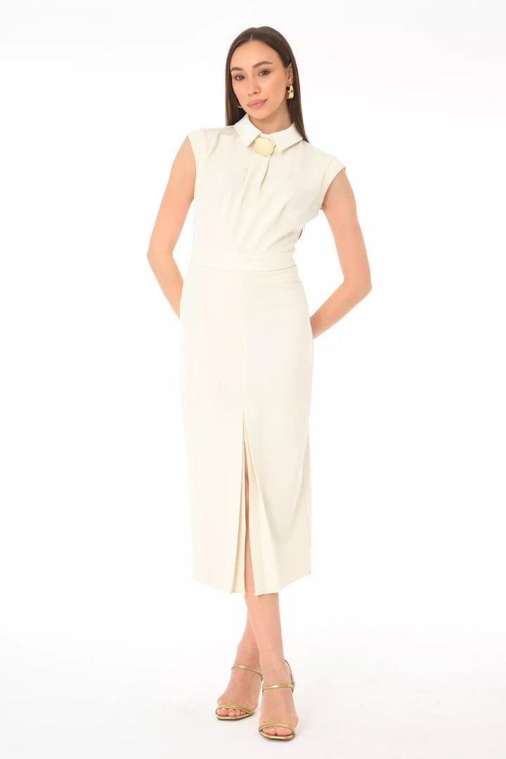 FRV White crepe sleeveless midi dress - Granada