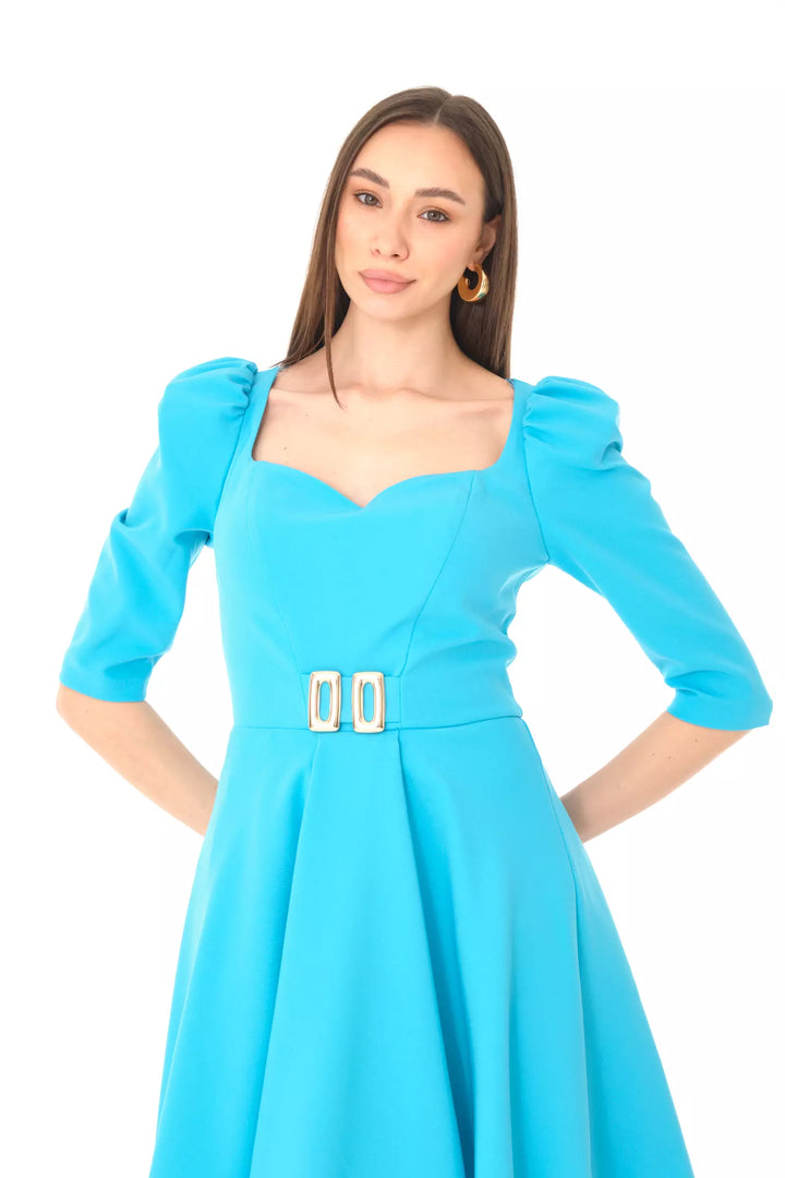 FRV Blue crepe 3/4 sleeve mini dress - Claremont