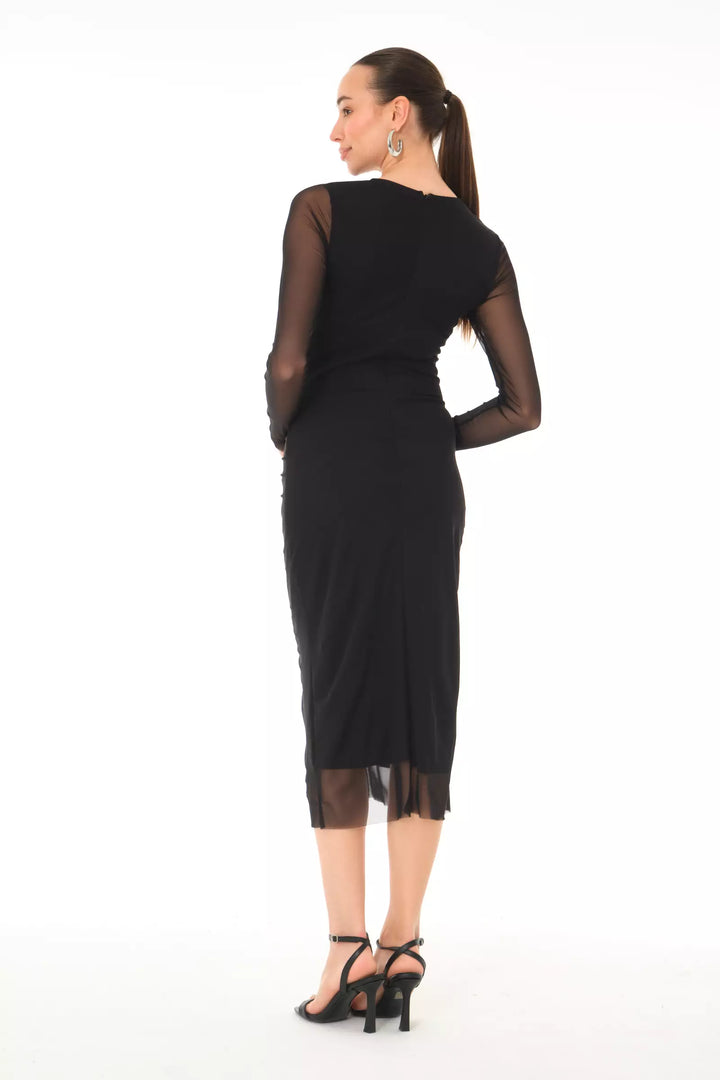 FRV Black tulle long sleeve midi dress - Aversa