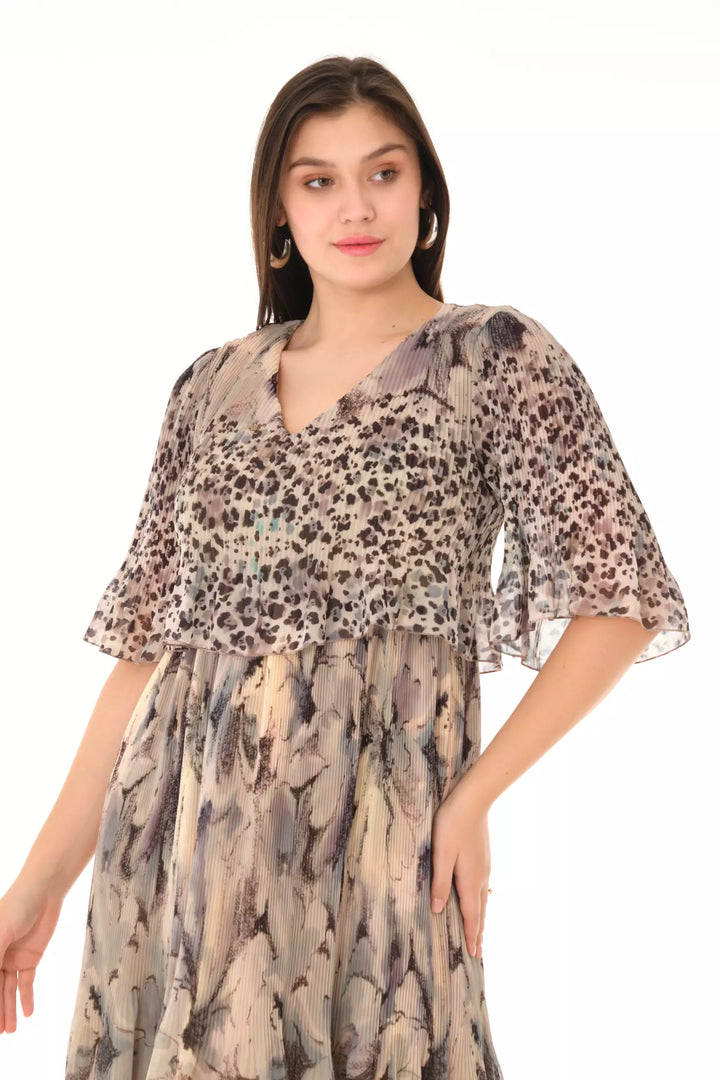 FRV Printed chiffon short sleeve midi dress - Miami