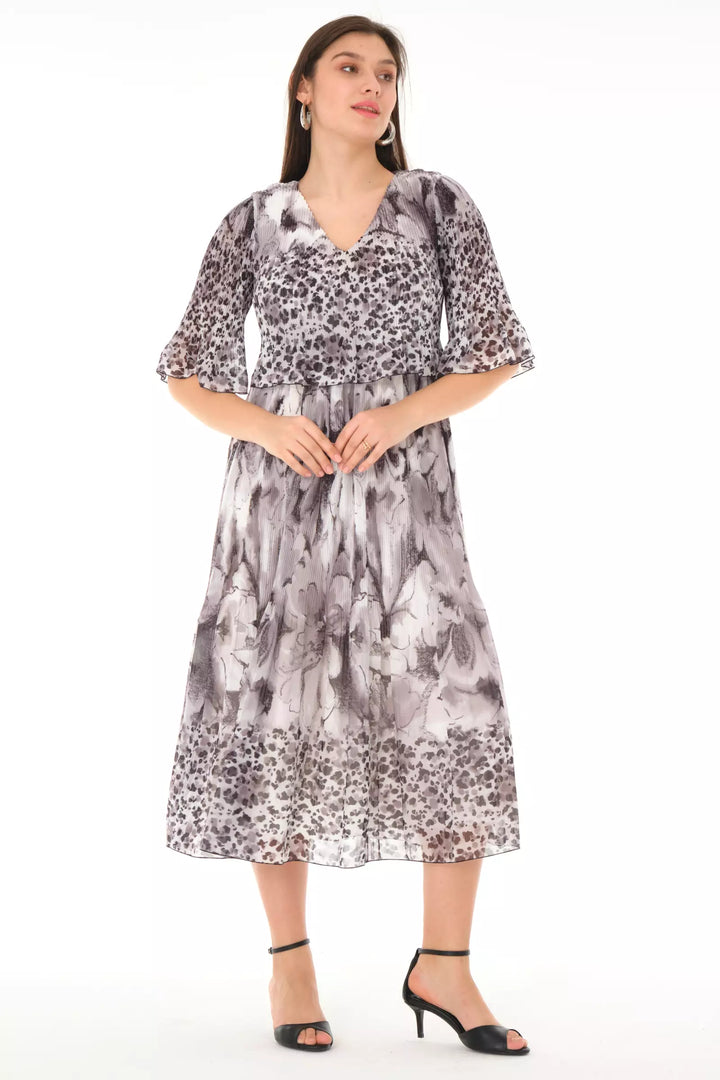 FRV Printed chiffon short sleeve midi dress - Wheaton