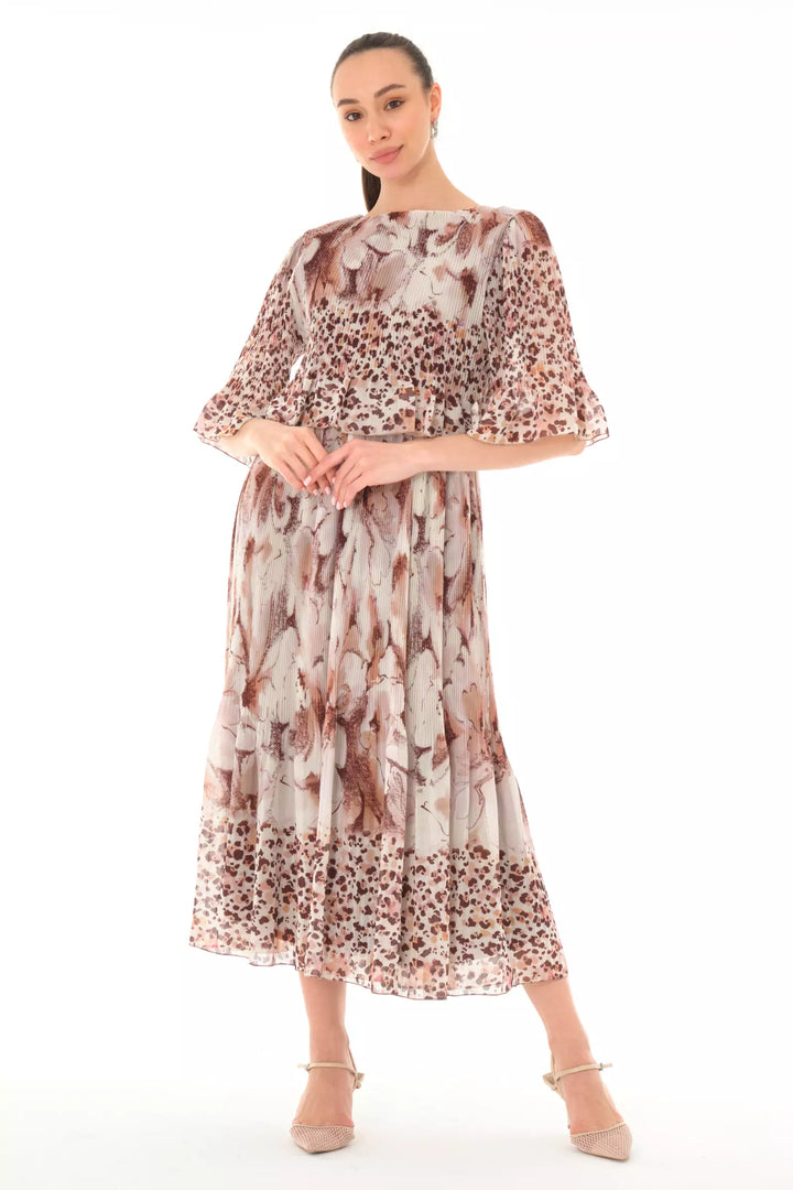 FRV Printed chiffon short sleeve midi dress - Santarém