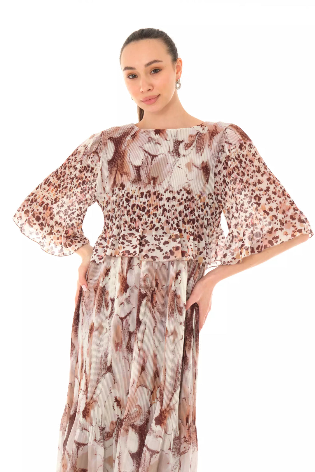 FRV Printed chiffon short sleeve midi dress - Santarém