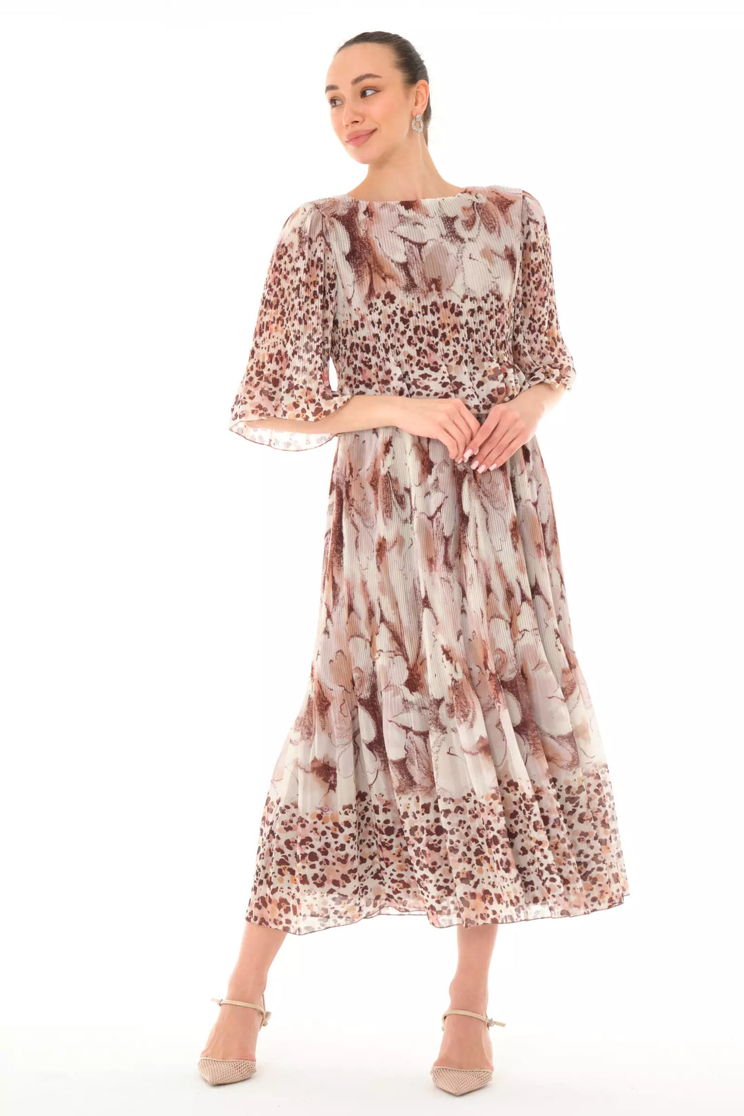 FRV Printed chiffon short sleeve midi dress - Santarém