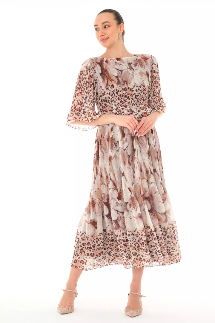 FRV Printed chiffon short sleeve midi dress - Santarém