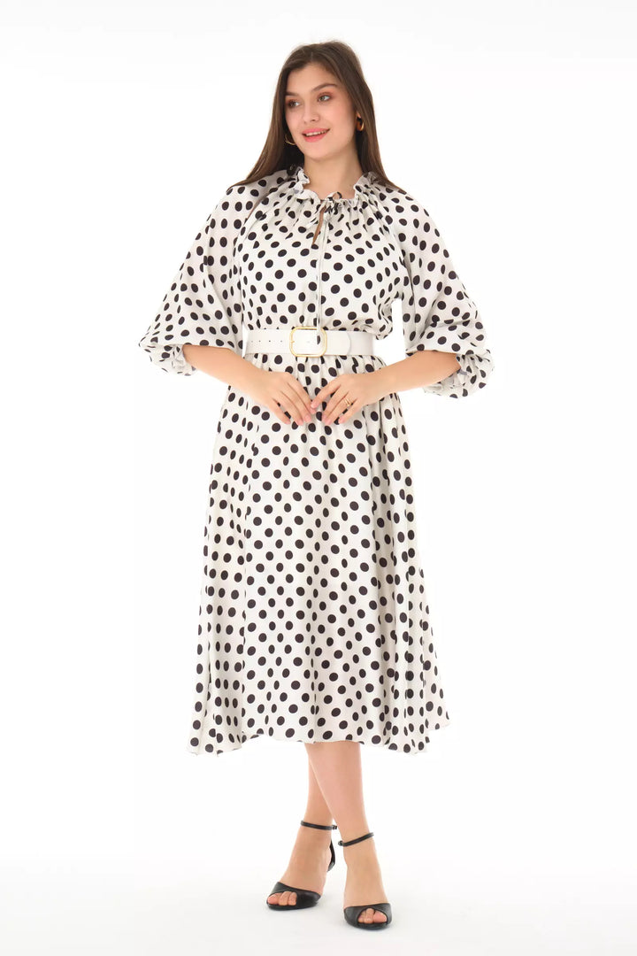 FRV Printed satin long sleeve midi dress - Salisbury