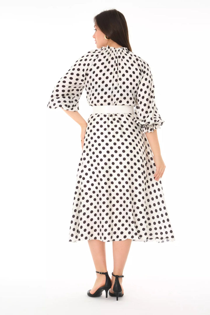FRV Printed satin long sleeve midi dress - Salisbury