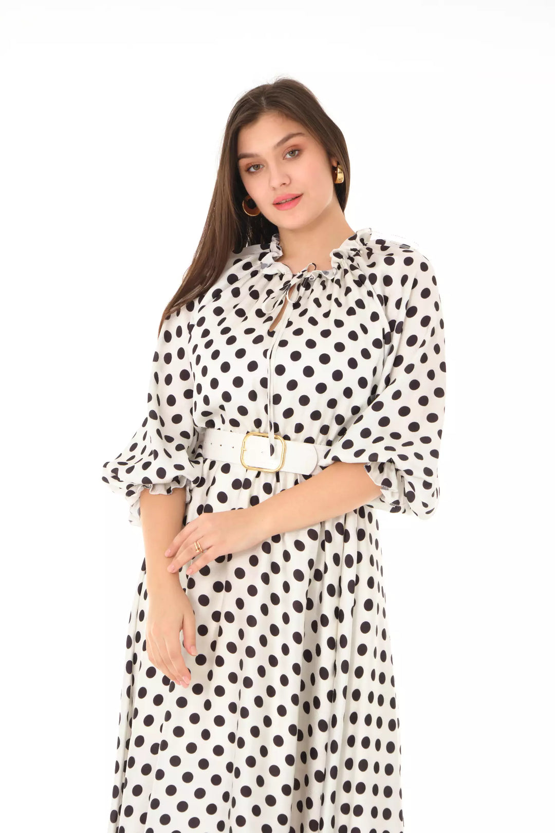 FRV Printed satin long sleeve midi dress - Salisbury