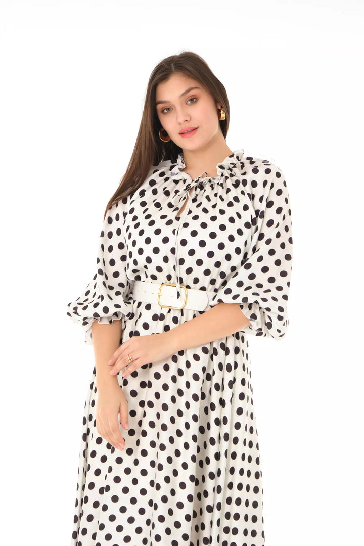 FRV Printed satin long sleeve midi dress - Salisbury