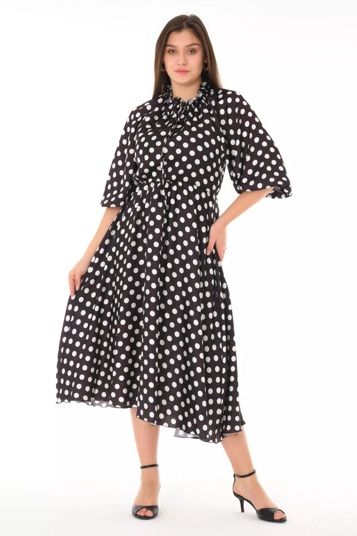 FRV Printed satin long sleeve midi dress - Clearwater