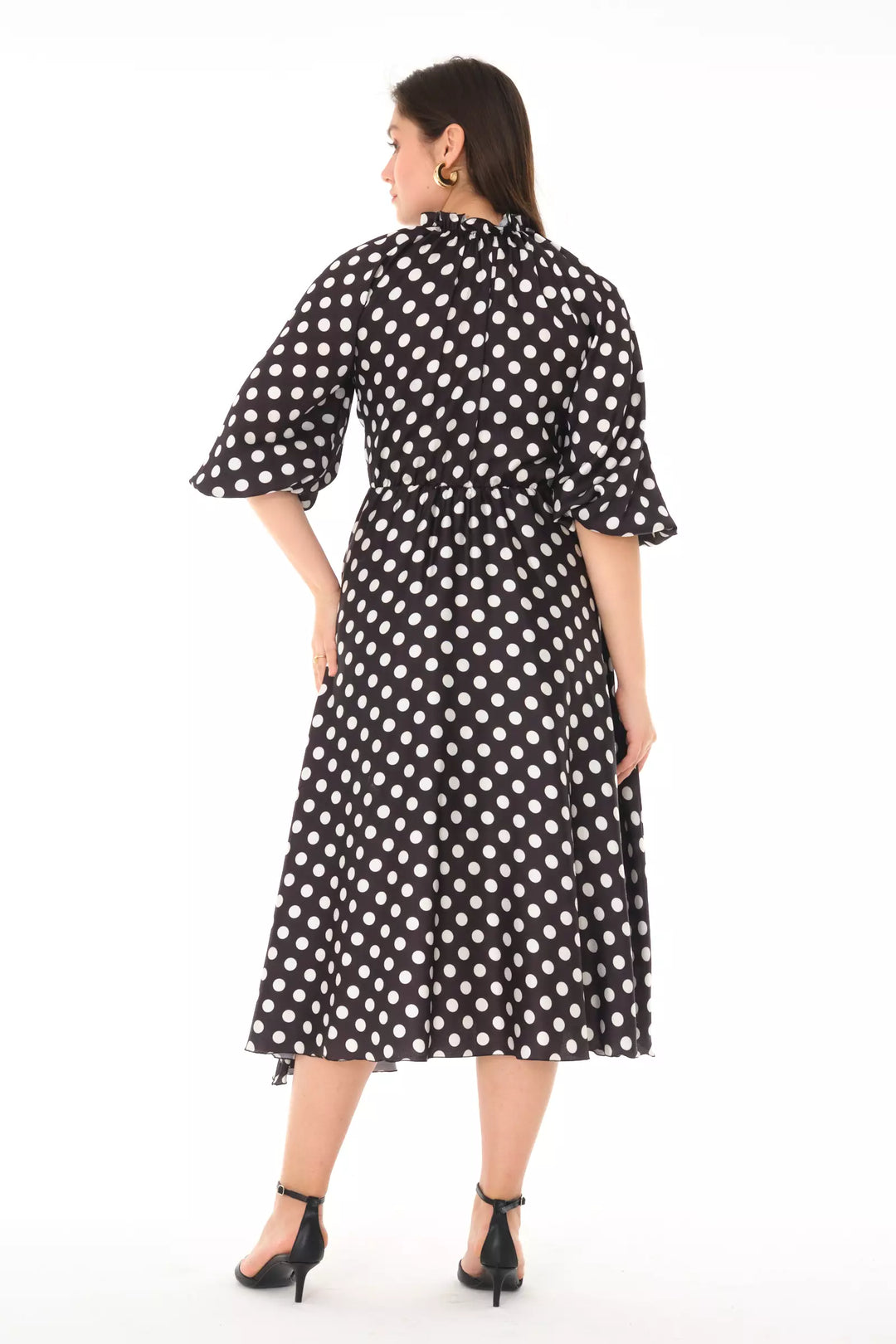 FRV Printed satin long sleeve midi dress - Clearwater