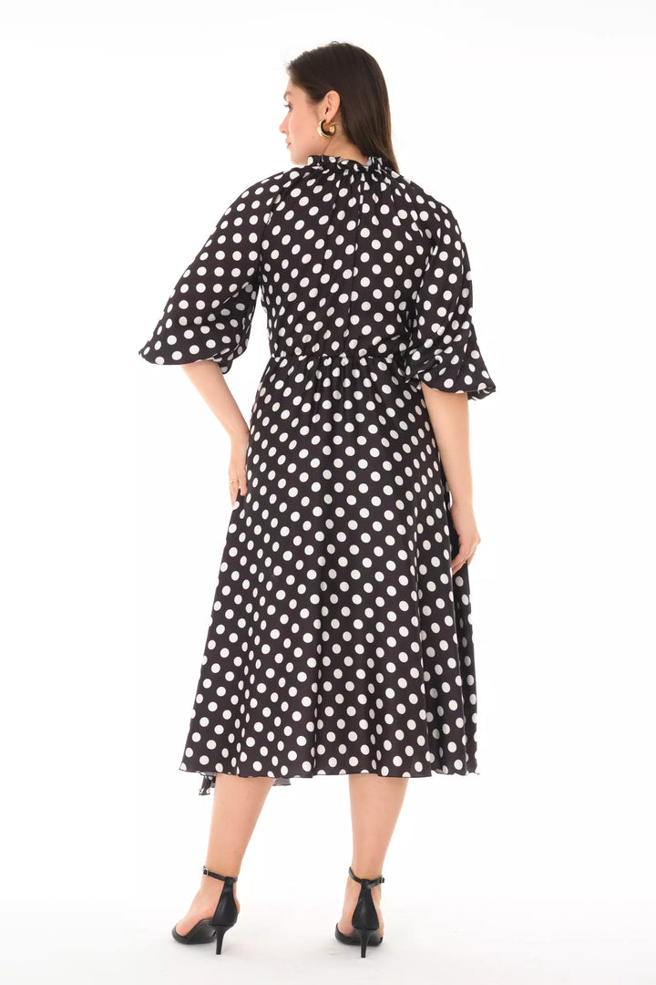 FRV Printed satin long sleeve midi dress - Clearwater