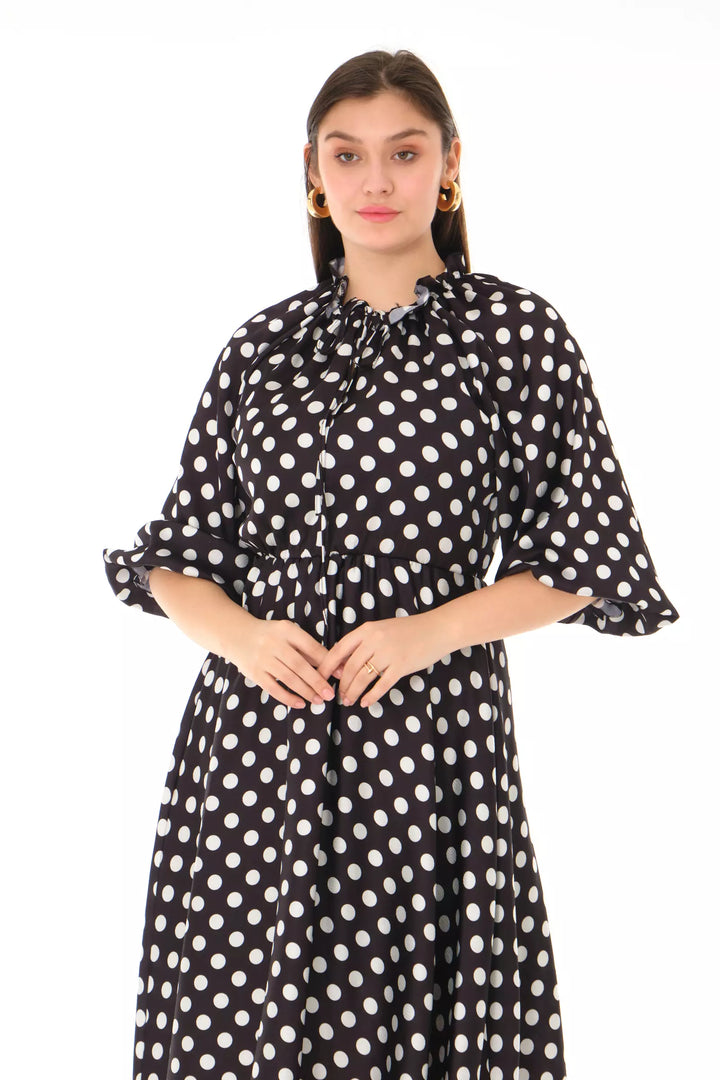 FRV Printed satin long sleeve midi dress - Clearwater