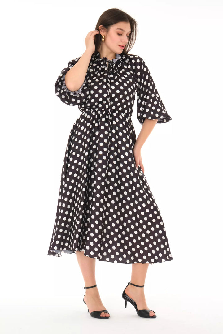 FRV Printed satin long sleeve midi dress - Clearwater