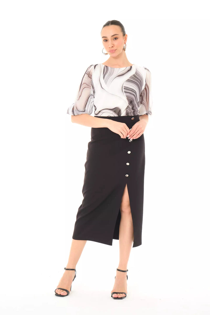FRV Printed empirme short sleeve midi dress - Borehamwood