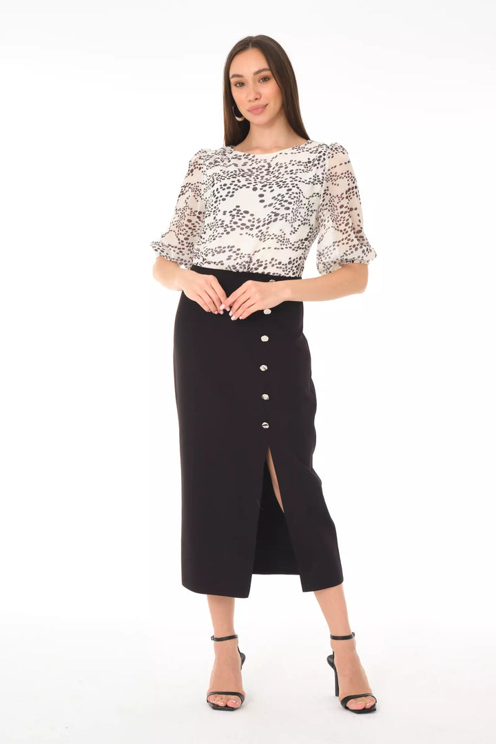 FRV Printed empirme short sleeve midi dress - Oxchuc