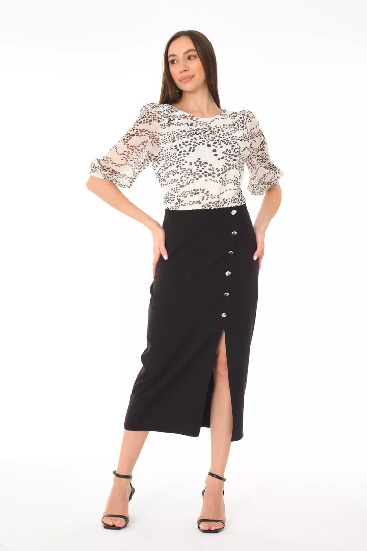FRV Printed empirme short sleeve midi dress - Oxchuc