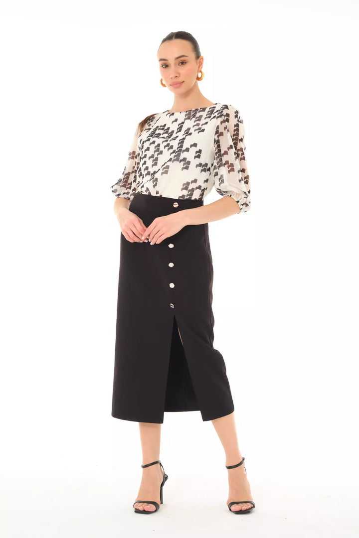 FRV Printed empirme short sleeve midi dress - Friendswood