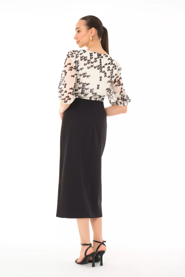 FRV Printed empirme short sleeve midi dress - Friendswood