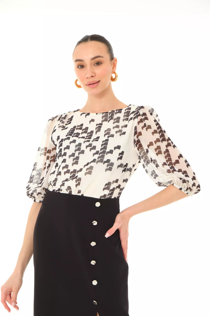 FRV Printed empirme short sleeve midi dress - Friendswood