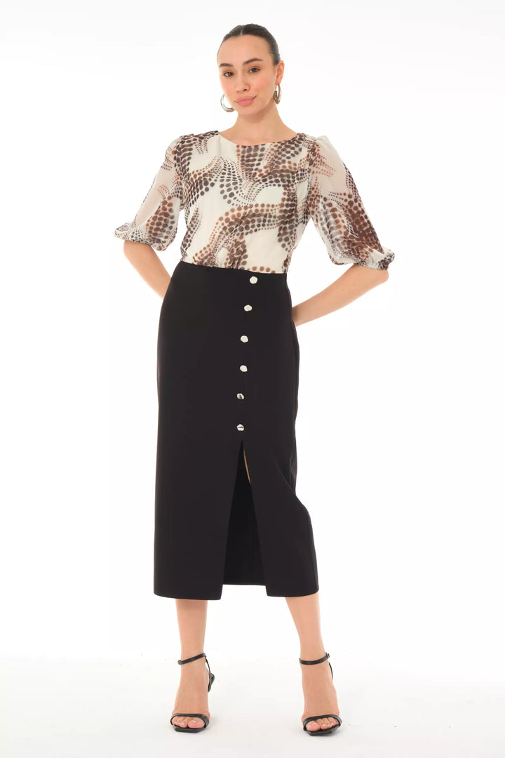 FRV Printed empirme short sleeve midi dress - Mairena del Aljarafe