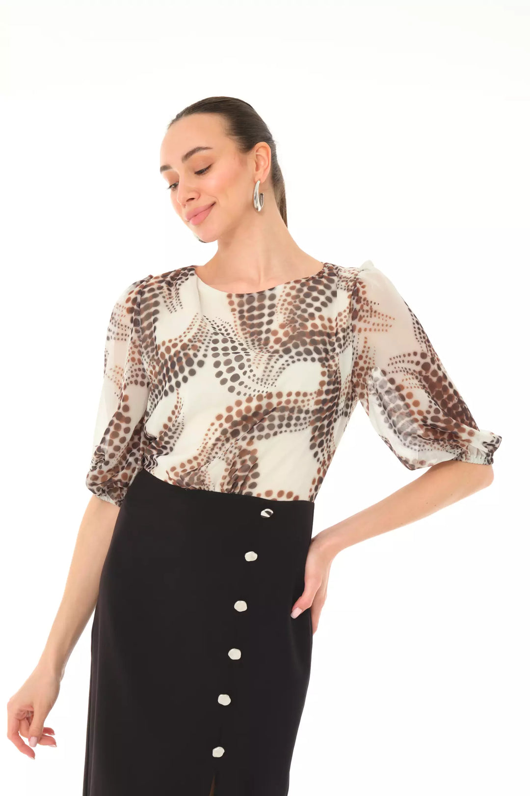 FRV Printed empirme short sleeve midi dress - Mairena del Aljarafe