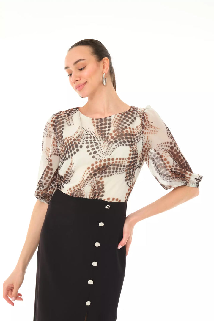 FRV Printed empirme short sleeve midi dress - Mairena del Aljarafe