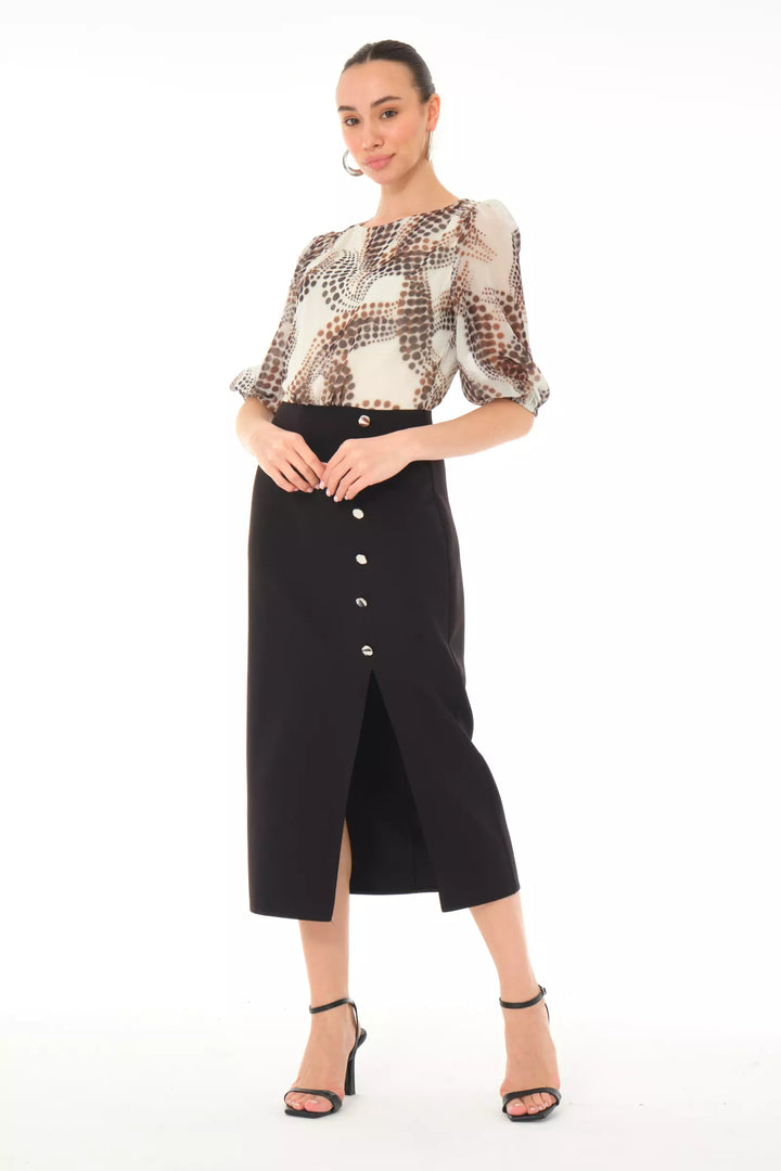 FRV Printed empirme short sleeve midi dress - Mairena del Aljarafe