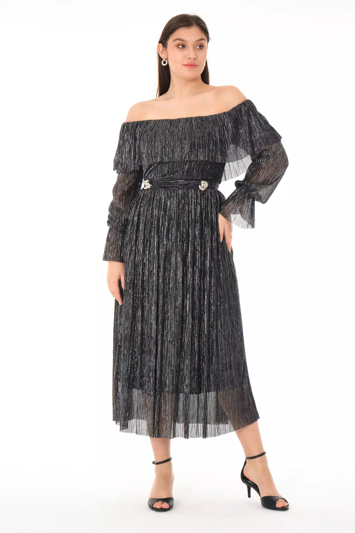 FRV Silver silvery long sleeve midi dress - Santa Clarita