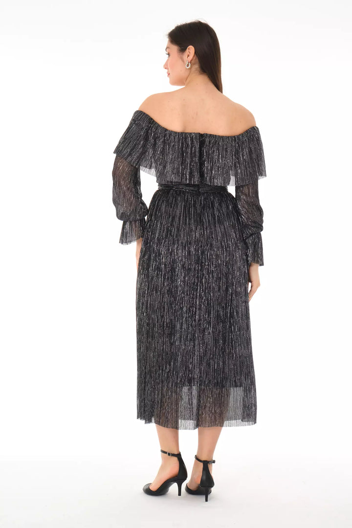 FRV Silver silvery long sleeve midi dress - Santa Clarita