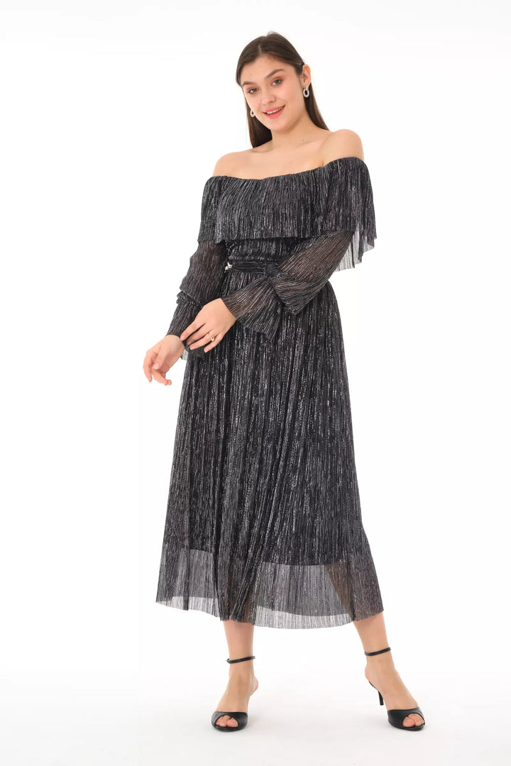 FRV Silver silvery long sleeve midi dress - Santa Clarita