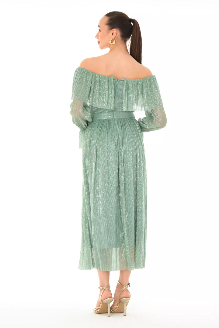 FRV Mint green silvery long sleeve midi dress - Goslar