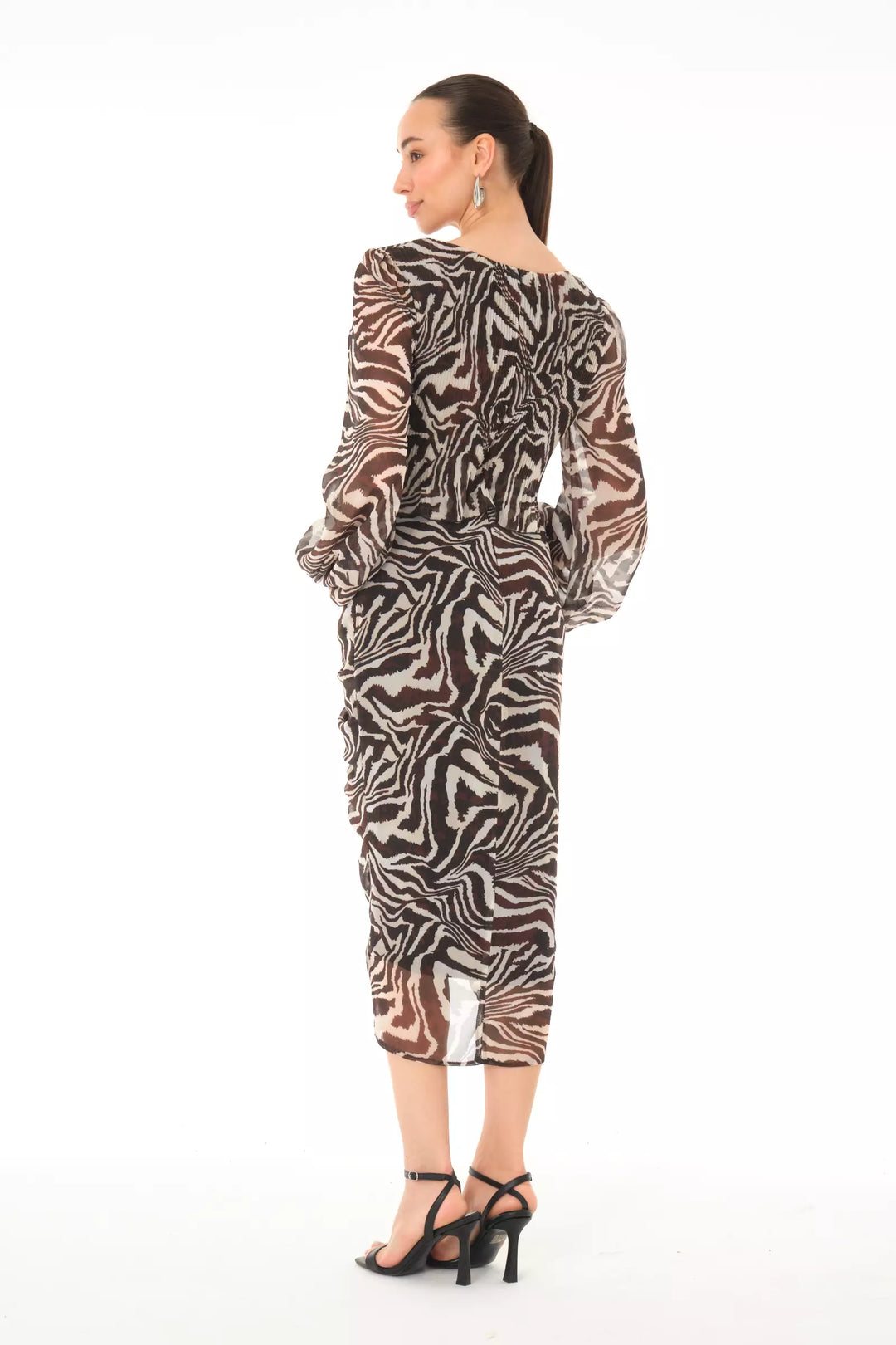 FRV Printed chiffon long sleeve midi dress - Southampton
