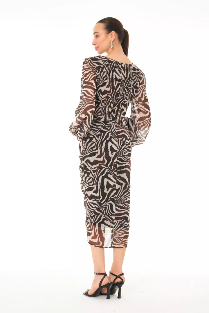 FRV Printed chiffon long sleeve midi dress - Southampton
