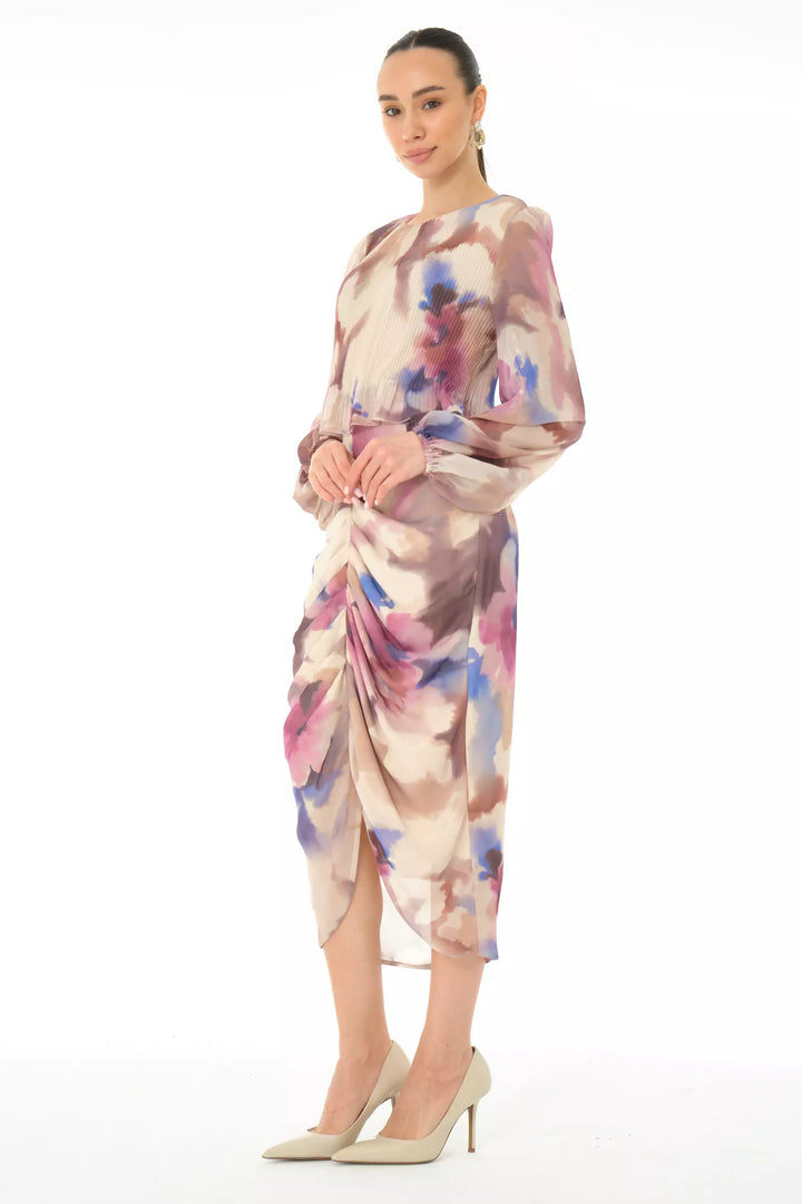 FRV Printed chiffon long sleeve midi dress - Beverly
