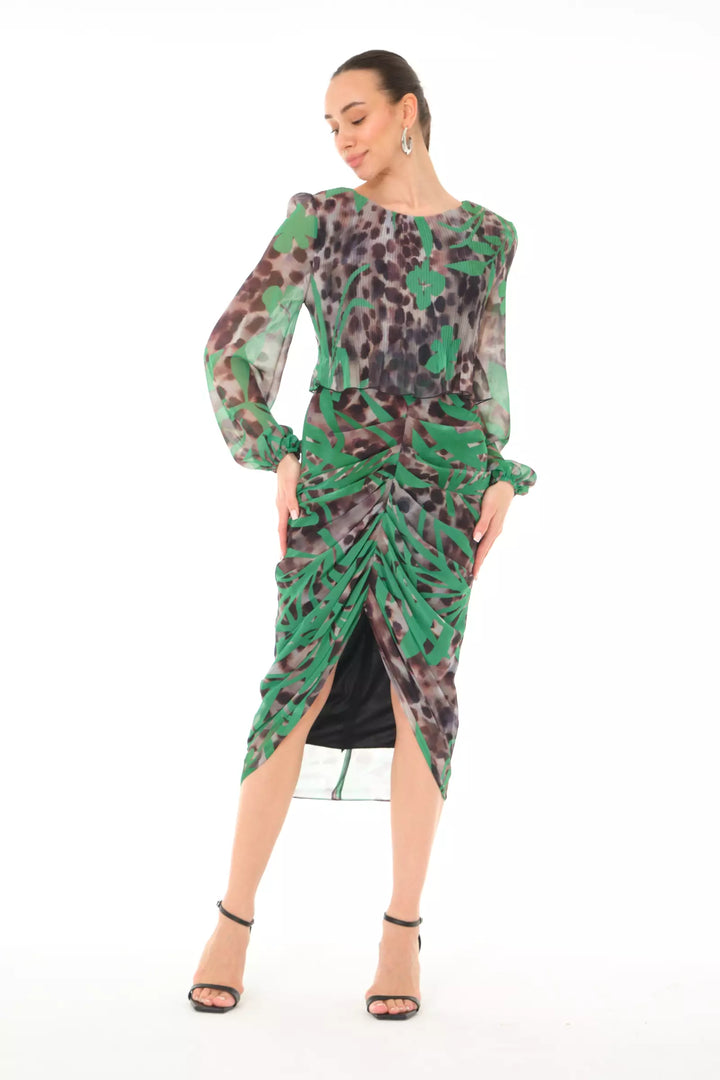 FRV Printed chiffon long sleeve midi dress - Scranton