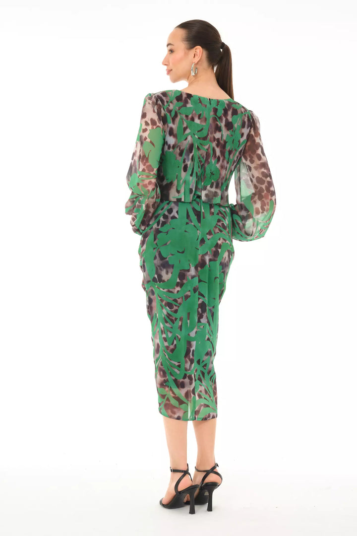 FRV Printed chiffon long sleeve midi dress - Scranton