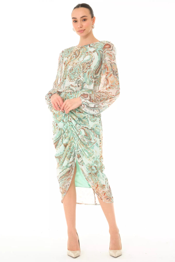FRV Printed chiffon long sleeve midi dress - Long Beach