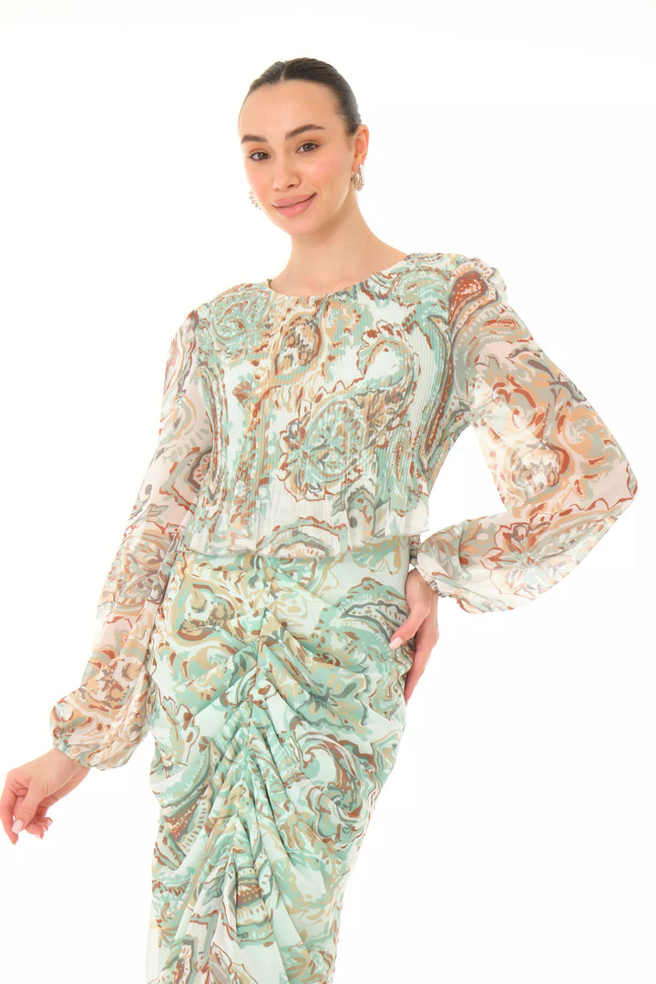 FRV Printed chiffon long sleeve midi dress - Long Beach