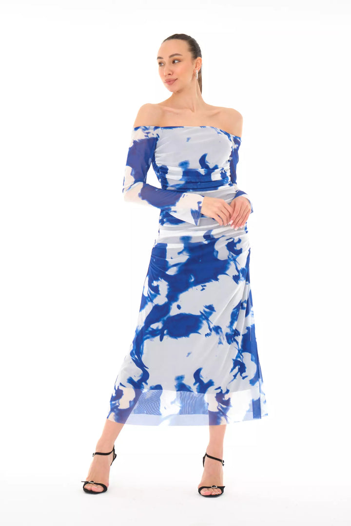 FRV Printed tulle long sleeve midi dress - Radebeul