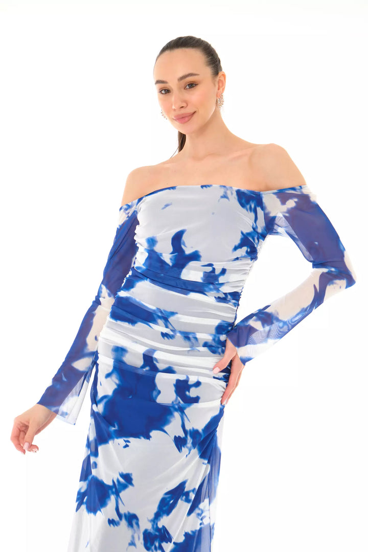 FRV Printed tulle long sleeve midi dress - Radebeul