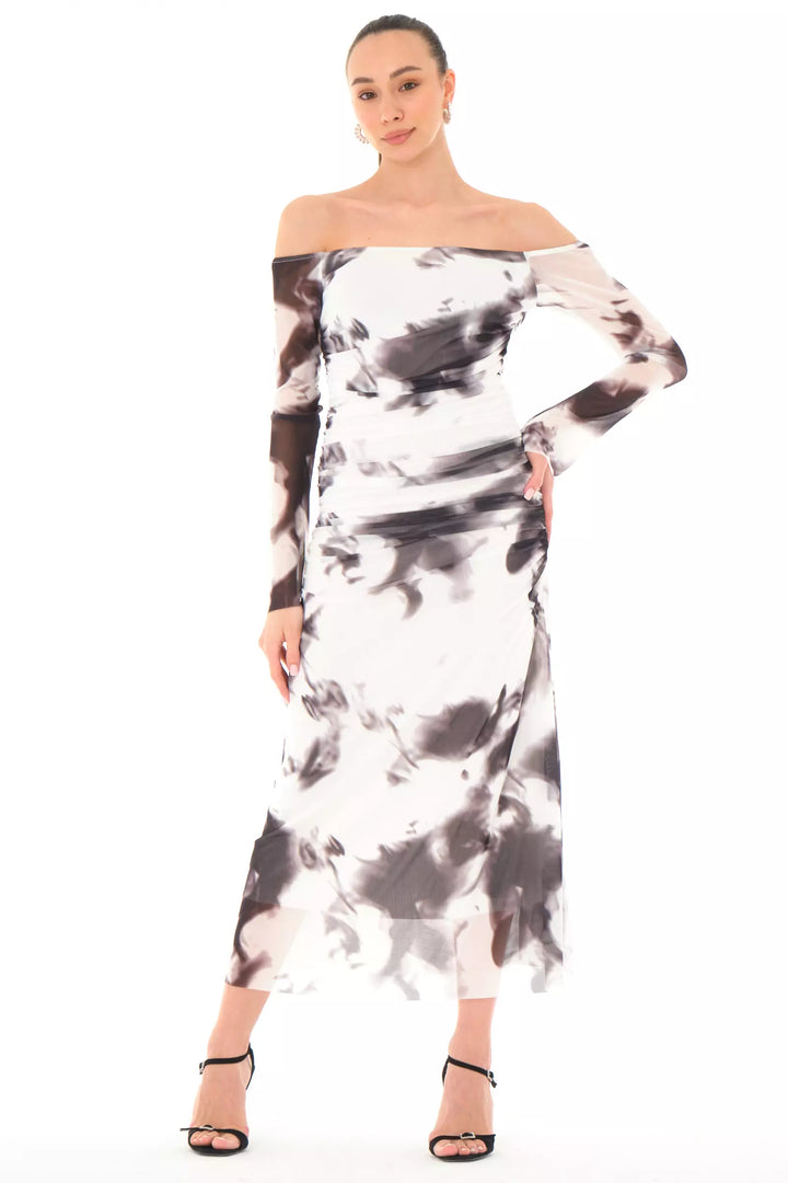 FRV Printed tulle long sleeve midi dress - Davie