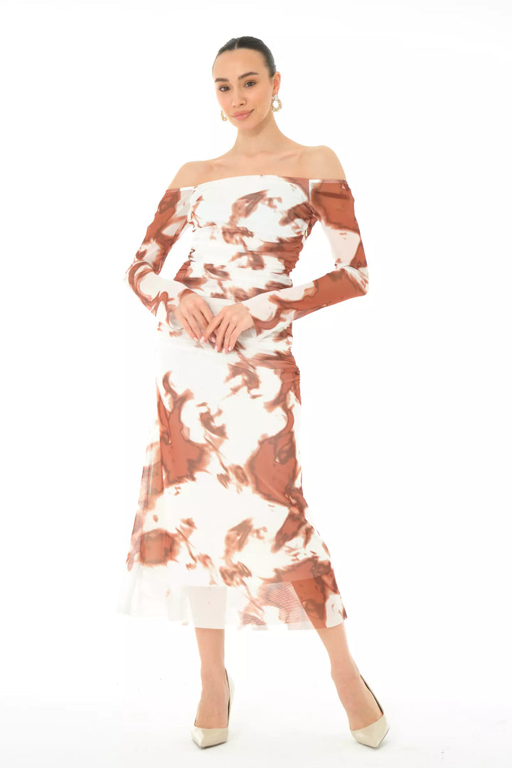 FRV Printed tulle long sleeve midi dress - Verviers